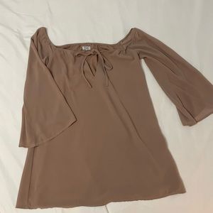Tan Bell Sleeve Dress